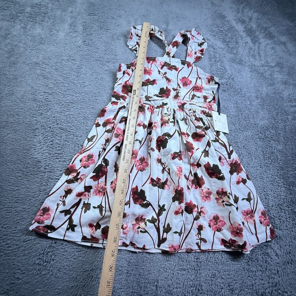 Victoria Beckham Girls Dress NEW White Pink Floral M Cotton Knit Lined - Picture 6 of 8